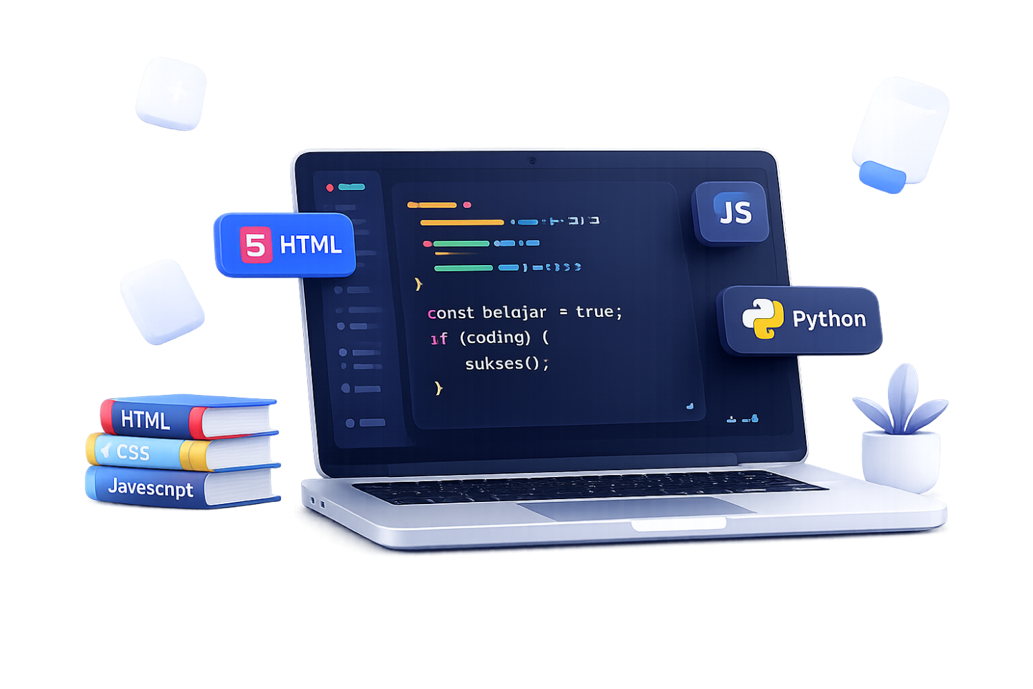 Laptop coding illustration
